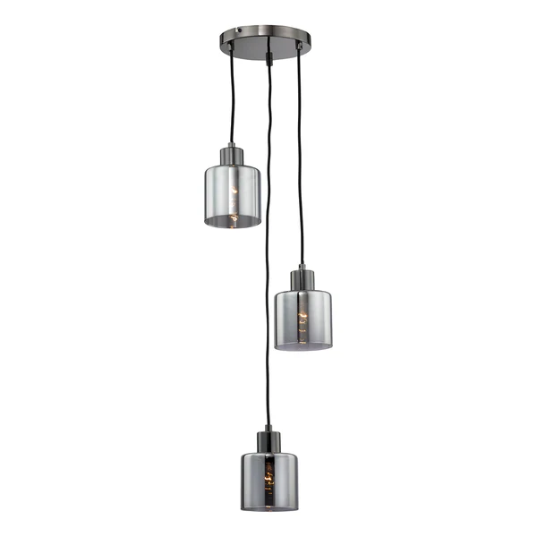 Pendelleuchte KOLIND 3-flammig - Metall Grau glänzend / Rauchglas - Image 2