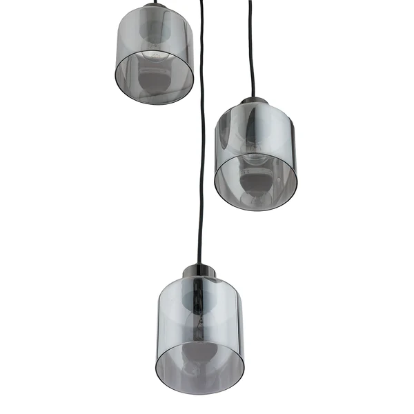 Pendelleuchte KOLIND 3-flammig - Metall Grau glänzend / Rauchglas - Image 6