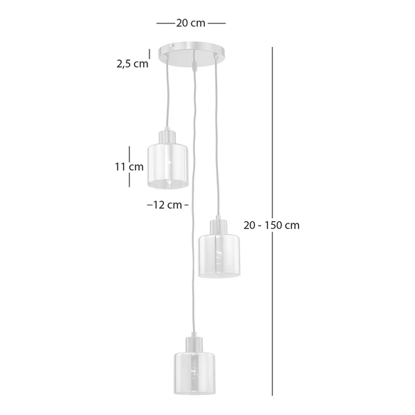 Pendelleuchte KOLIND 3-flammig - Metall Grau glänzend / Rauchglas - Image 8