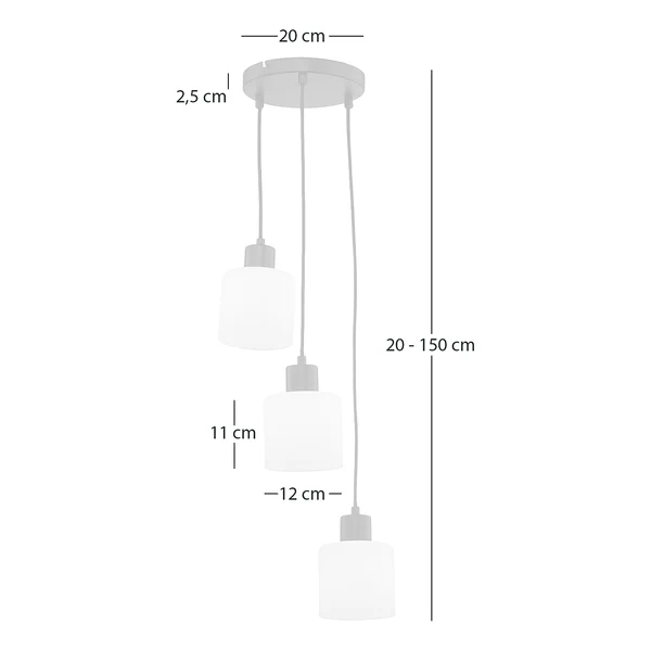 Pendelleuchte KOLIND 3-flammig - Metall Schwarz / Opalglas Weiß - Image 8