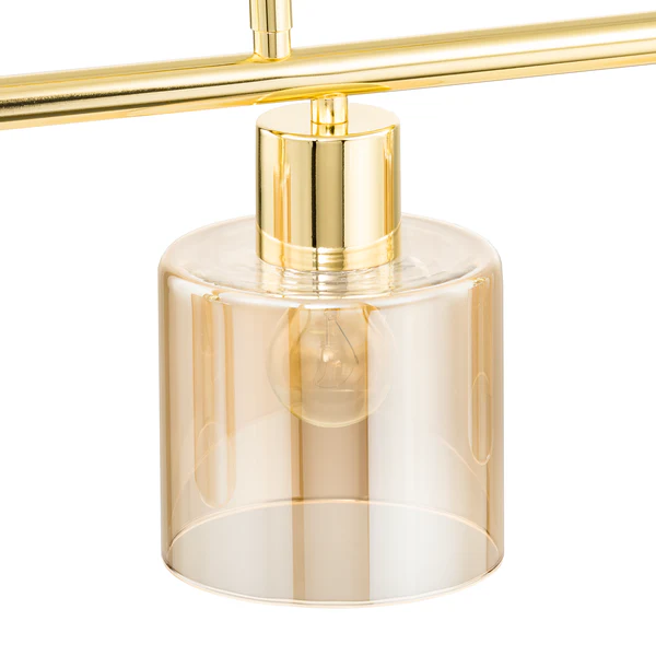 Pendelleuchte KOLIND 4-flammig - Metall Gold glänzend / Glas Bernsteinfarben - Image 5