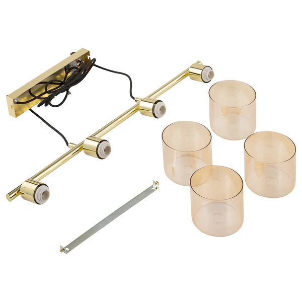 Pendelleuchte KOLIND 4-flammig - Metall Gold glänzend / Glas Bernsteinfarben - Image 8