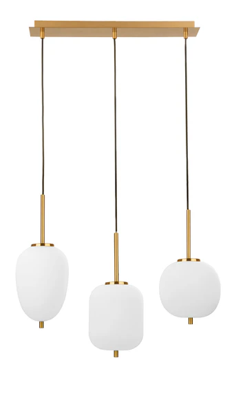 Pendelleuchte Lato Typ E - Opalglas / Aluminium - 3-flammig - Gold - Image 3