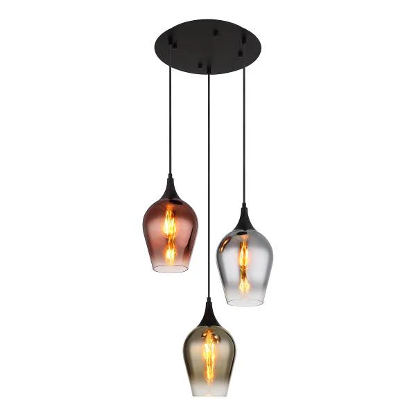 Pendelleuchte Lavus Typ B - Farbglas / Eisen - 3-flammig - Multicolor - Image 3