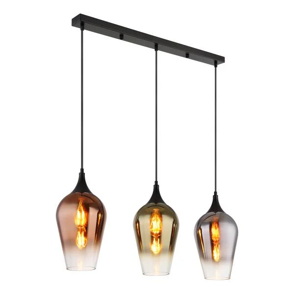 Pendelleuchte Lavus Typ C - Farbglas / Eisen - 3-flammig - Image 3