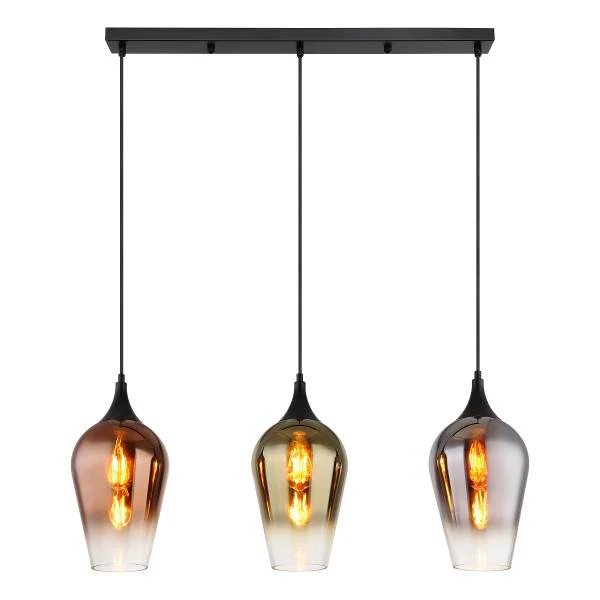 Pendelleuchte Lavus Typ C - Farbglas / Eisen - 3-flammig - Image 5