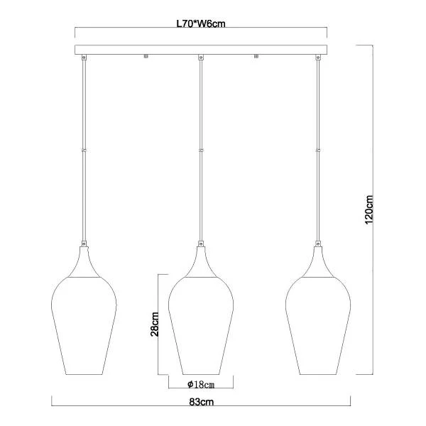 Pendelleuchte Lavus Typ C - Farbglas / Eisen - 3-flammig - Image 7