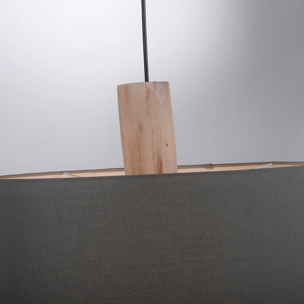 Pendelleuchte Linen - Leinen / Eisen - 1-flammig - Grau - Image 6
