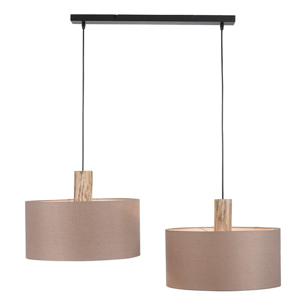 Pendelleuchte Linen - Leinen / Eisen - 2-flammig - Braun - Image 4