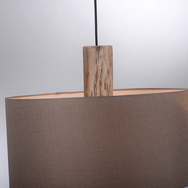 Pendelleuchte Linen - Leinen / Eisen - 2-flammig - Braun - Image 6