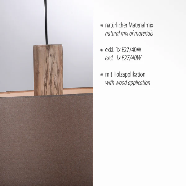Pendelleuchte Linen - Leinen / Eisen - 2-flammig - Braun - Image 7