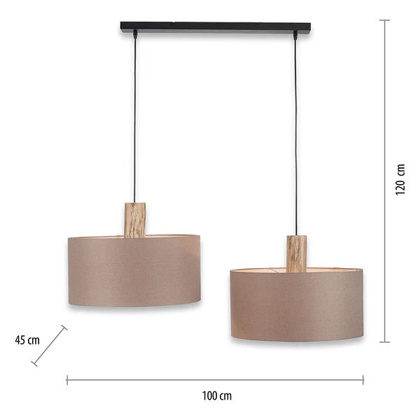 Pendelleuchte Linen - Leinen / Eisen - 2-flammig - Braun - Image 8