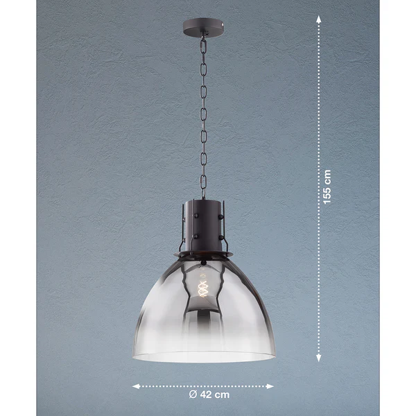 Pendelleuchte Londo - Rauchglas / Eisen - 1-flammig - Image 3