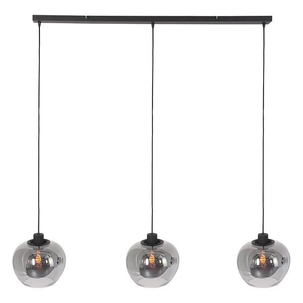 Pendelleuchte Lotus 3-flammig - Aluminium - Schwarz - 132 x 150 cm