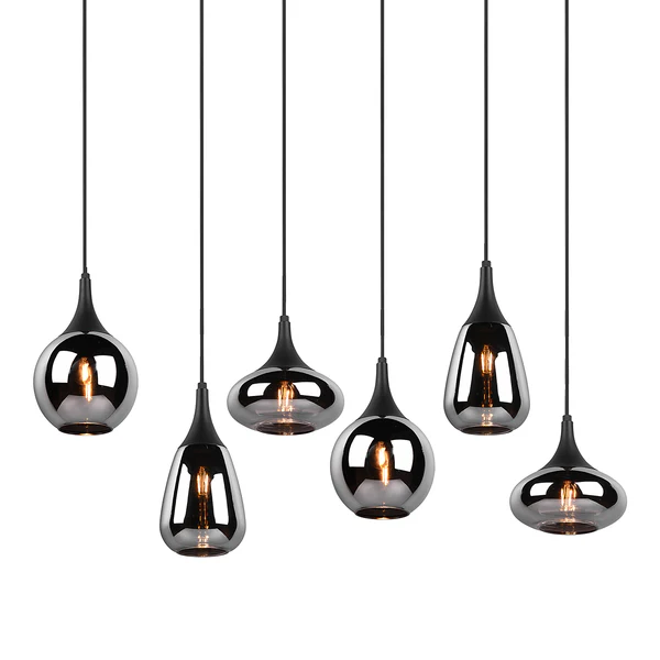 Pendelleuchte Lumina - Glas / Stahl - Flammenanzahl: 6