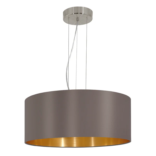 Pendelleuchte Maserlo II - Webstoff / Stahl - 3-flammig - Cappuccino / Gold - Image 3
