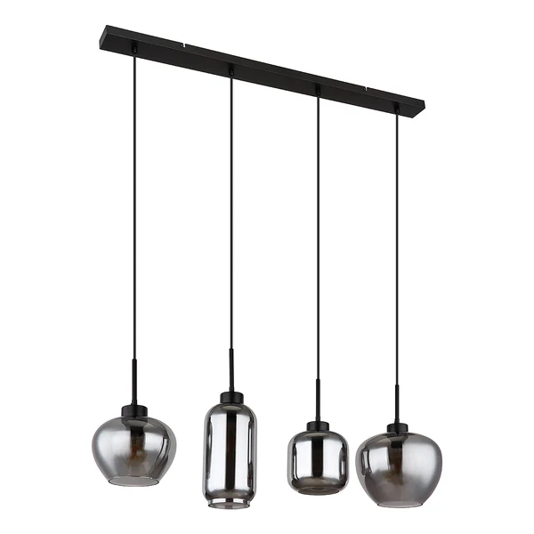 Pendelleuchte Matt Typ C - Farbglas / Eisen - 4-flammig - Image 3