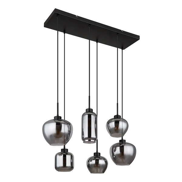 Pendelleuchte Matt Typ E - Farbglas / Eisen - 6-flammig - Image 3