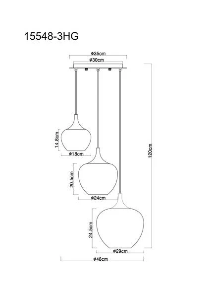 Pendelleuchte Maxy Typ B - Farbglas / Eisen - 3-flammig - Image 6