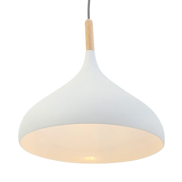 Pendelleuchte Mexlite XVII - Aluminium / Buche massiv- 1-flammig - Weiß