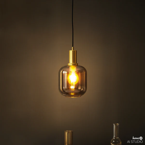 Pendelleuchte MOME 1-flammig - Rauchglas / Eisen - Messing - Image 4