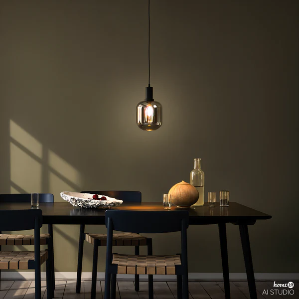 Pendelleuchte MOME 1-flammig - Rauchglas / Eisen - Schwarz - Image 3