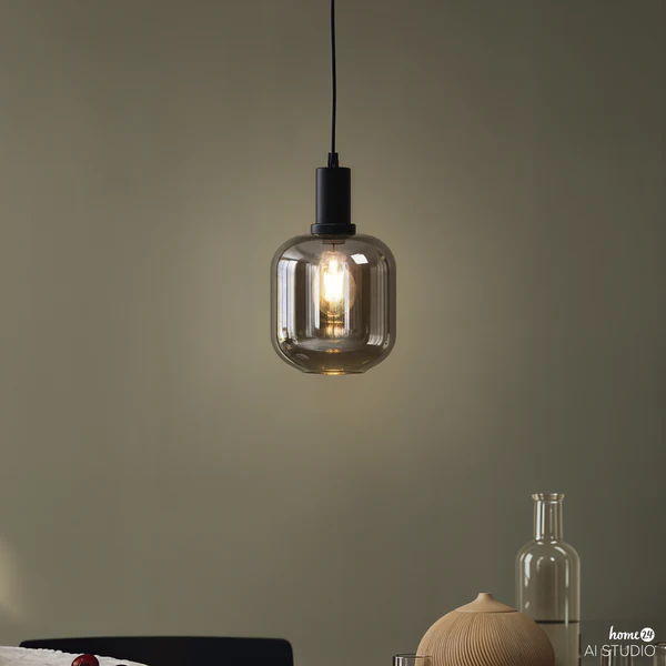 Pendelleuchte MOME 1-flammig - Rauchglas / Eisen - Schwarz - Image 4