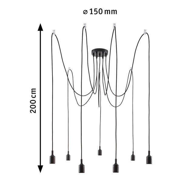 Pendelleuchte Neordic Ketil - Silikon - 1-flammig - Schwarz - Flammenanzahl: 7 - Image 6