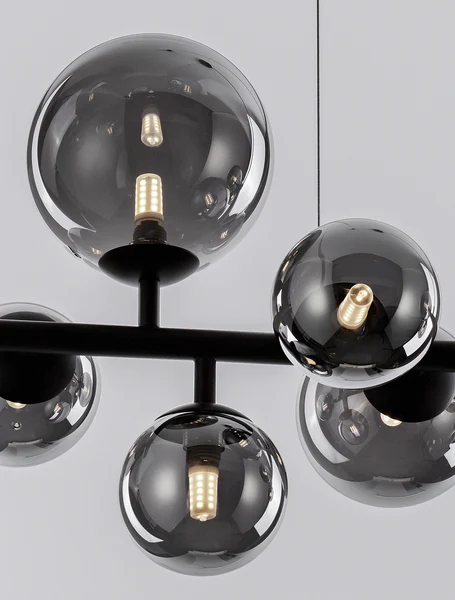 Pendelleuchte Odillia Typ C - Rauchglas / Aluminium - 7-flammig - Schwarz - Image 4