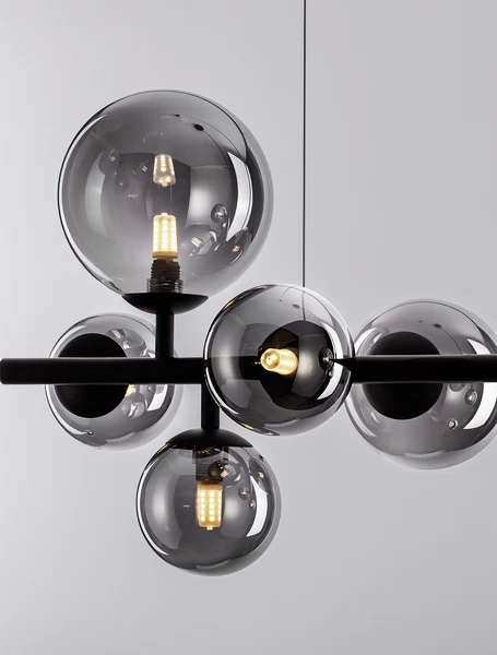 Pendelleuchte Odillia Typ C - Rauchglas / Aluminium - 7-flammig - Schwarz - Image 5