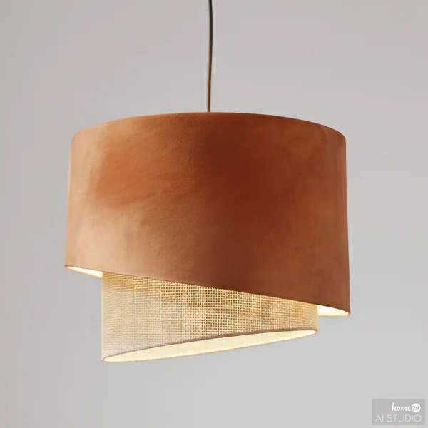 Pendelleuchte OKO Typ B - Textil / Rattan - 1-flammig