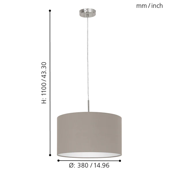 Pendelleuchte Pasteri III - Mischgewebe / Stahl - 1-flammig - Cappuccino - Breite: 38 cm - Image 10