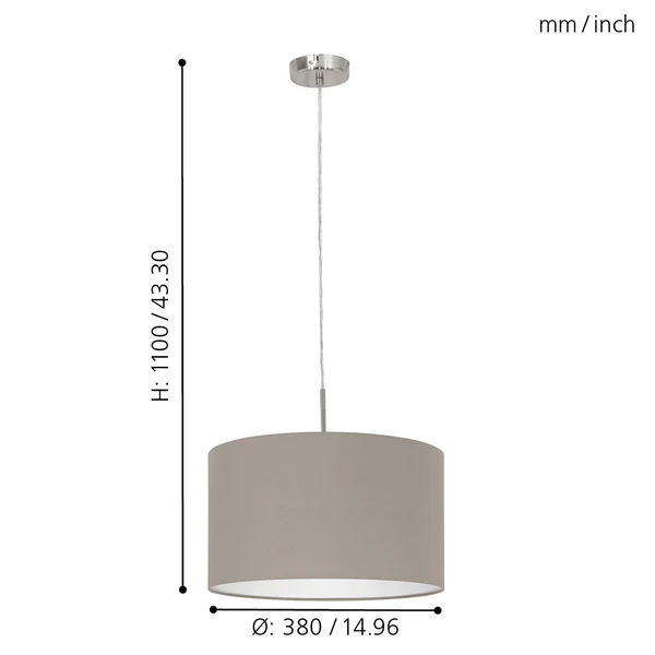 Pendelleuchte Pasteri III - Mischgewebe / Stahl - 1-flammig - Cappuccino - Breite: 38 cm - Image 7