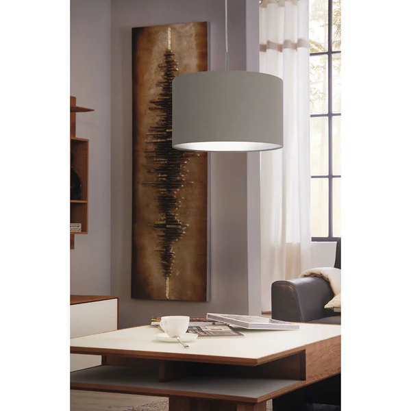 Pendelleuchte Pasteri III - Mischgewebe / Stahl - 1-flammig - Cappuccino - Breite: 38 cm - Image 9