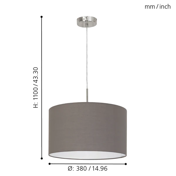 Pendelleuchte Pasteri III - Mischgewebe / Stahl - 1-flammig - Cubanit - Breite: 38 cm - Image 7
