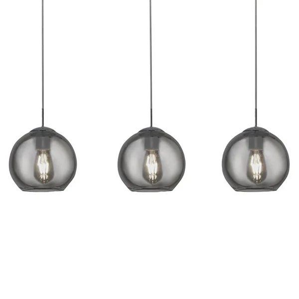 Pendelleuchte Pendants - Rauchglas / Stahl - 3-flammig - Grau