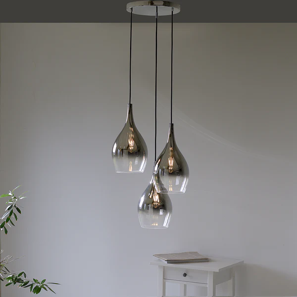 Pendelleuchte Pilua 3-flammig Rund - Farbglas - Silber / Grau - Image 3