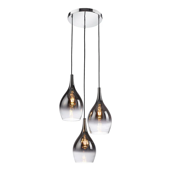 Pendelleuchte Pilua 3-flammig Rund - Farbglas - Silber / Grau - Image 6