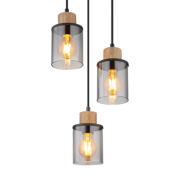 Pendelleuchte Reid Typ B - Farbglas / Eisen - 3-flammig