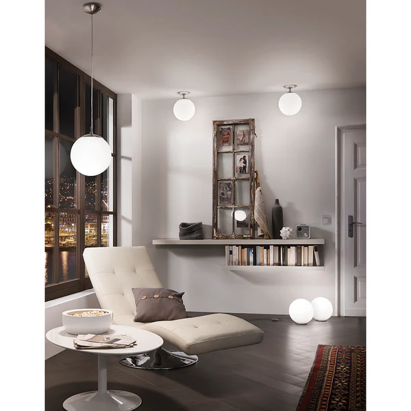 Pendelleuchte Rondo Opal - Opalglas / Stahl - 1-flammig - Durchmesser: 25 cm - Image 2