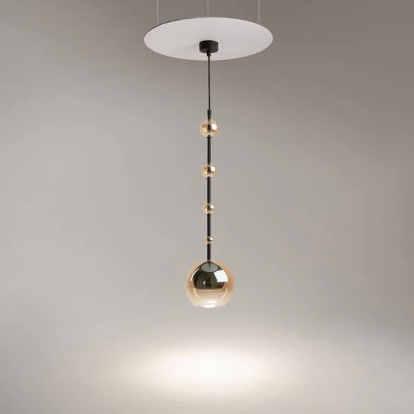 Pendelleuchte Ros - Farbglas / Metall - 1-flammig - Schwarz / Beige - Image 3