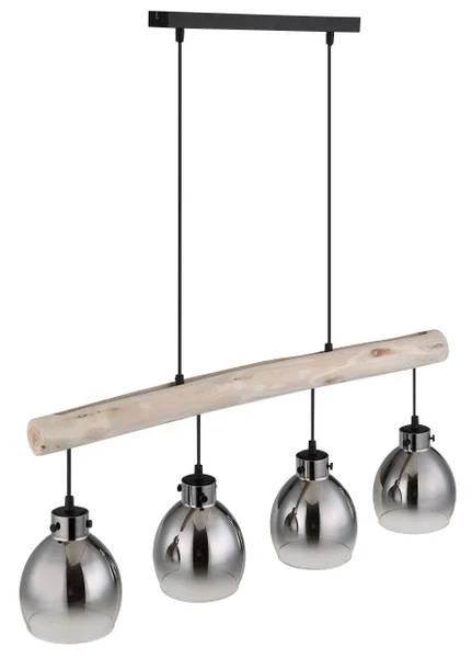 Pendelleuchte Ryan Typ A - Rauchglas / Eisen - 4-flammig - Image 3