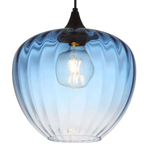 Pendelleuchte Sander Typ D - Farbglas / Eisen - 1-flammig - Blau - Image 5
