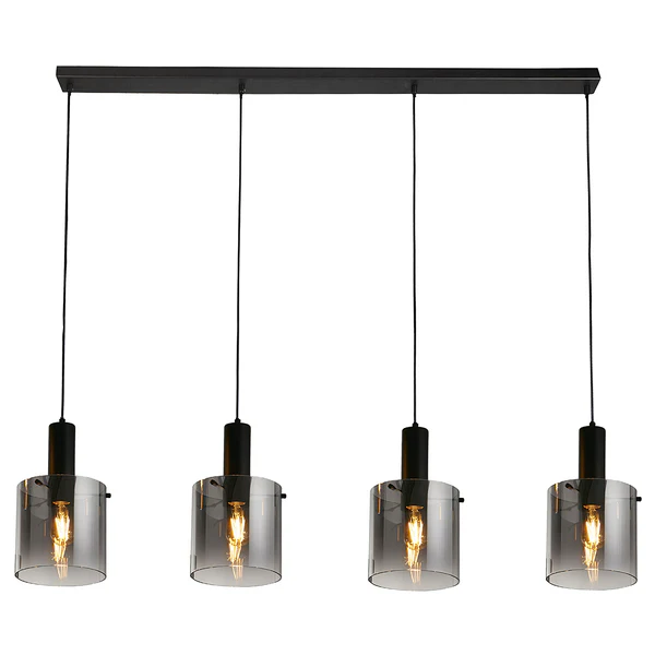 Pendelleuchte Sweden - Glas / Stahl - 4-flammig - Schwarz