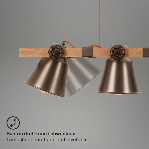 Pendelleuchte Talle - Eisen / Gummibaum teilmassiv - 4-flammig - Image 6