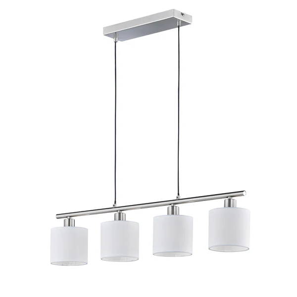 Pendelleuchte Tommy - Baumwollstoff / Eisen - 4-flammig - Weiß / Silber - Image 2