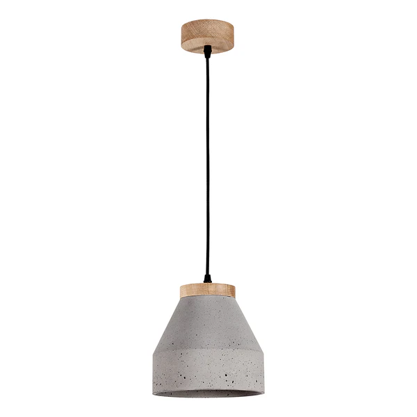 Pendelleuchte Tristan 1-flammig - Eiche Massiv / Beton - Grau - Durchmesser: 20 cm - Image 3
