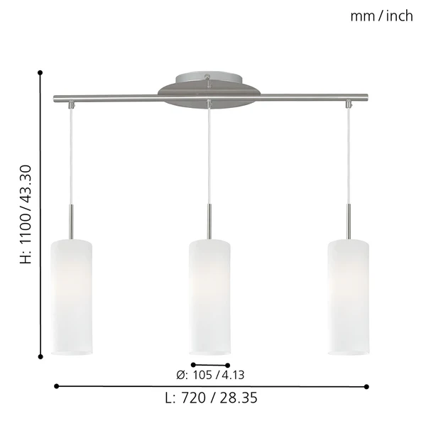 Pendelleuchte Troy Elegance II - Glas / Stahl - 3-flammig - Image 4