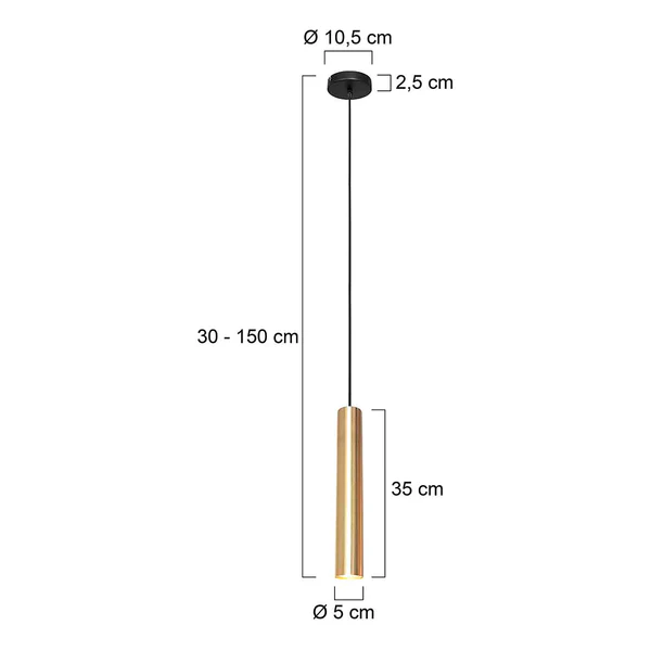 Pendelleuchte Tubel - Messing - Image 3