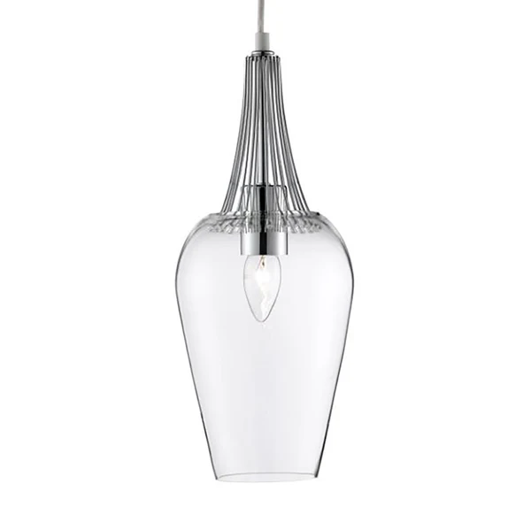 Pendelleuchte Whisk - Klarglas / Stahl - 1-flammig - Silber